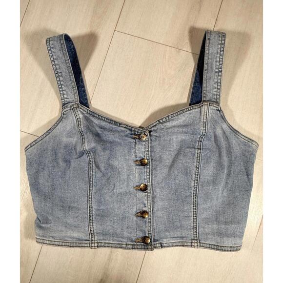 O'Neill Tops - O'Neil Delphina Sleeveless Denim Cropped Top Sweetheart Neckline Size XL